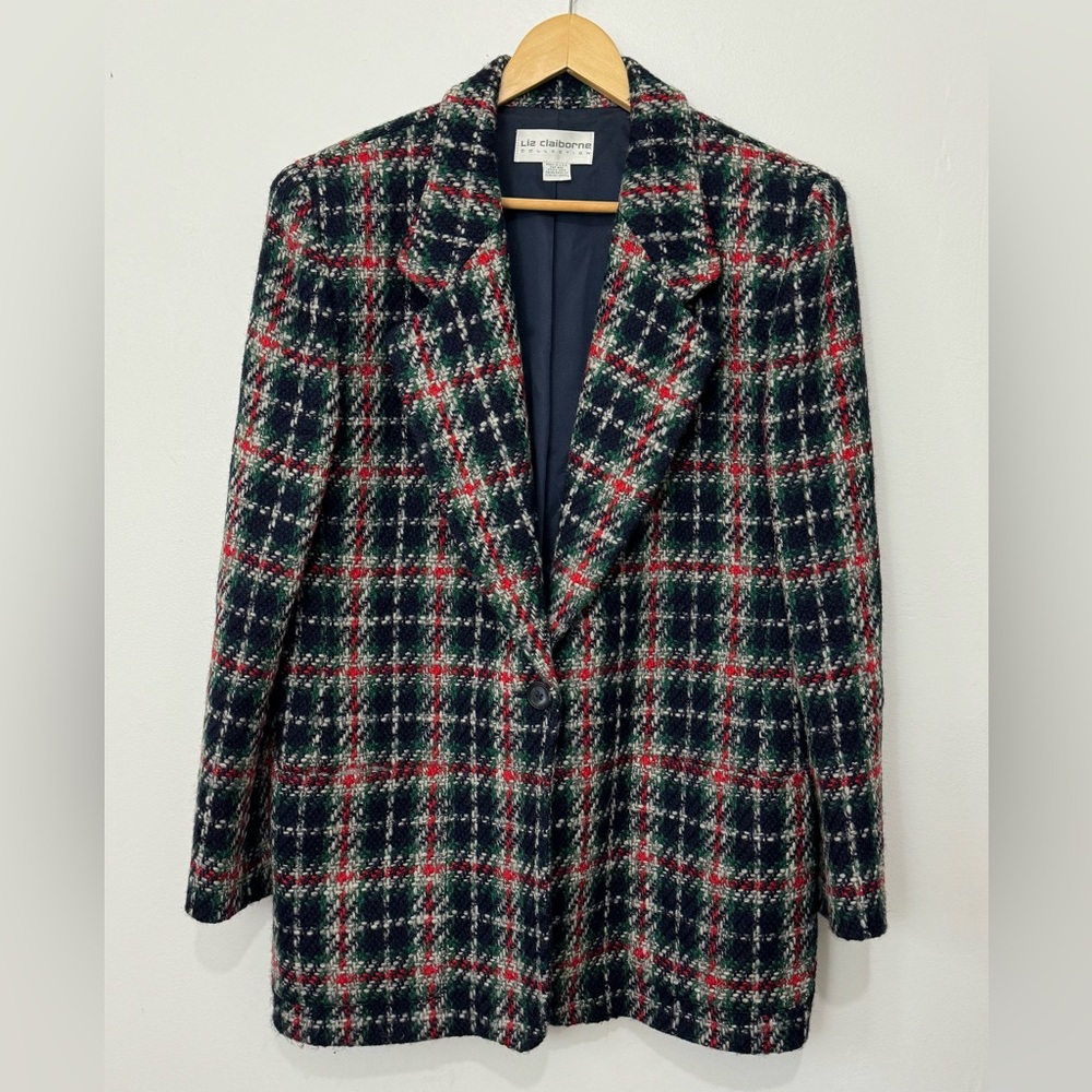 Liz Claiborne Plaid Blazer - Red, Green, Blue